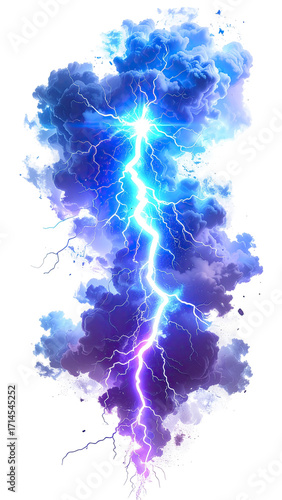 A vibrant lightning bolt erupting from a swirling cloud