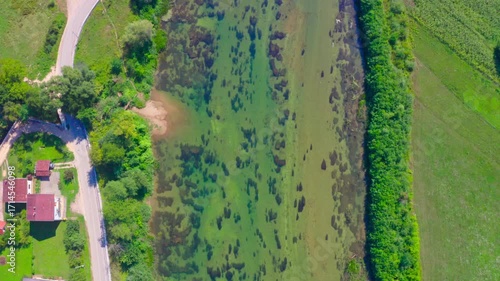 Aerial view of river sana near Sanski Most
