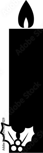 Christmas candle decorated with holly berries silhouette.
Winter Festive Christmas Candle.
Transparent background. svg.