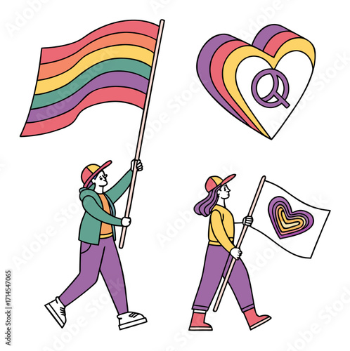 illustration of a man holding a flag