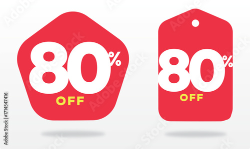 80% off, promo, design, offer, discount, business, shop, retail, price, liquidation,  percent, tag, sticker. Sale, store. campaign, sign, set, vector, icon