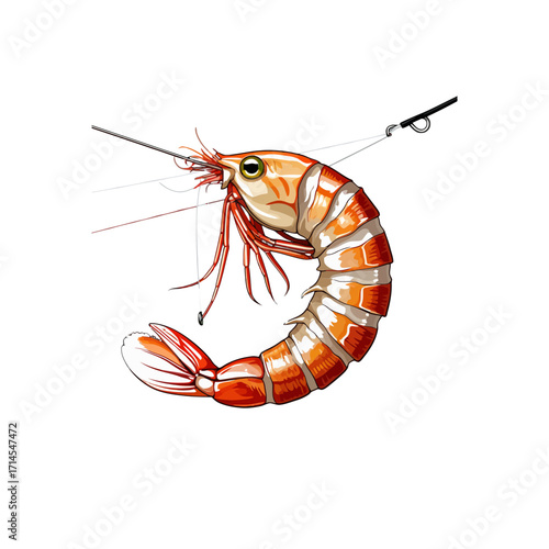 Shrimp Fishing Bait on Hook