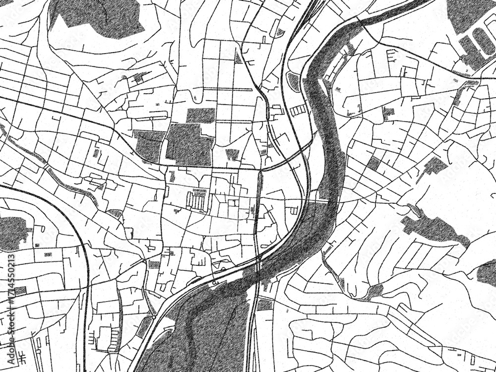 Naklejka premium Minimalist monochrome city map of Jena Zentrum, Germany, illustrated with urban detail.