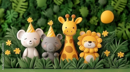Adorable Party Animals in Lush Tropical Foliage