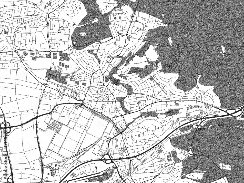 Fototapeta premium Monochrome sketch map of Sindelfingen, Germany, ideal for posters, prints, and travel design.