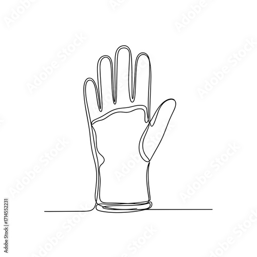 Raised glove in minimalist one-line drawing style