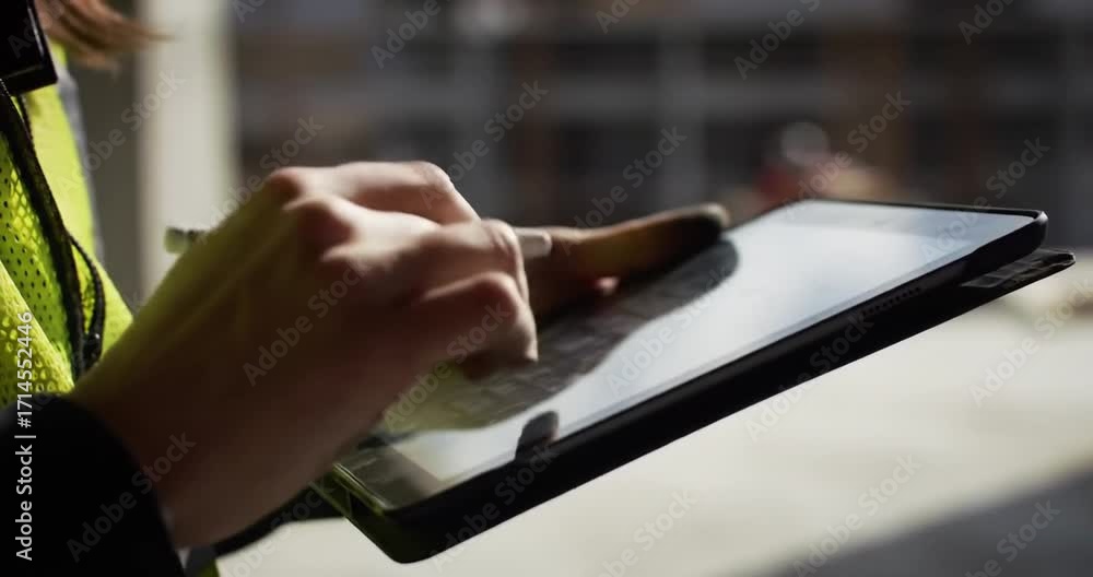 custom made wallpaper toronto digitalConstruction worker using tablet on site with tools