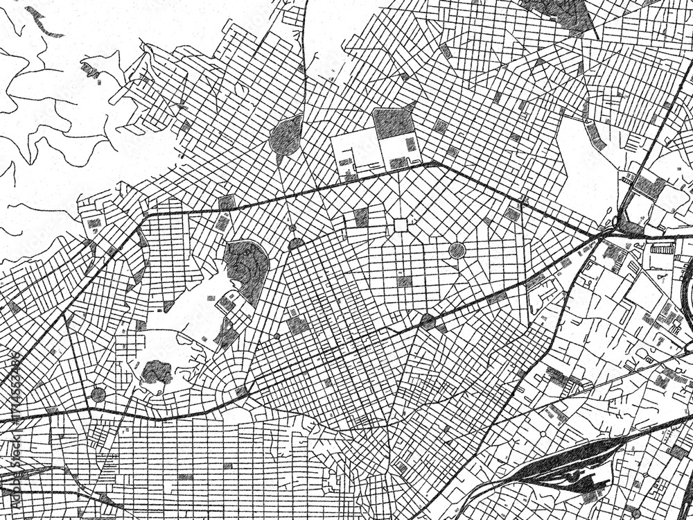 Fototapeta premium Monochrome sketch map of Nikaia, Greece, ideal for posters, prints, and travel design.