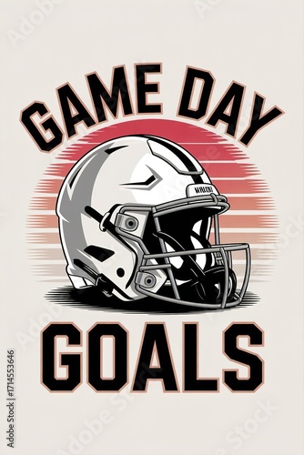 Game Day Goals Retro Football Helmet Graphic Design