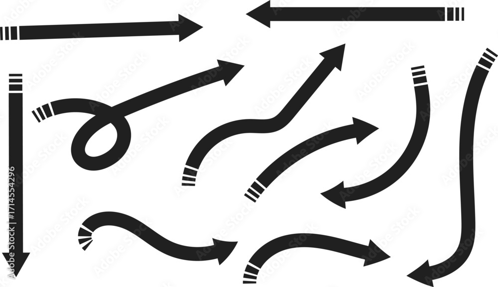 Fototapeta premium Black Curved and Looped Arrows Set | Directional Arrow Collection for Infographic, Flowchart and Graphic Design Vector