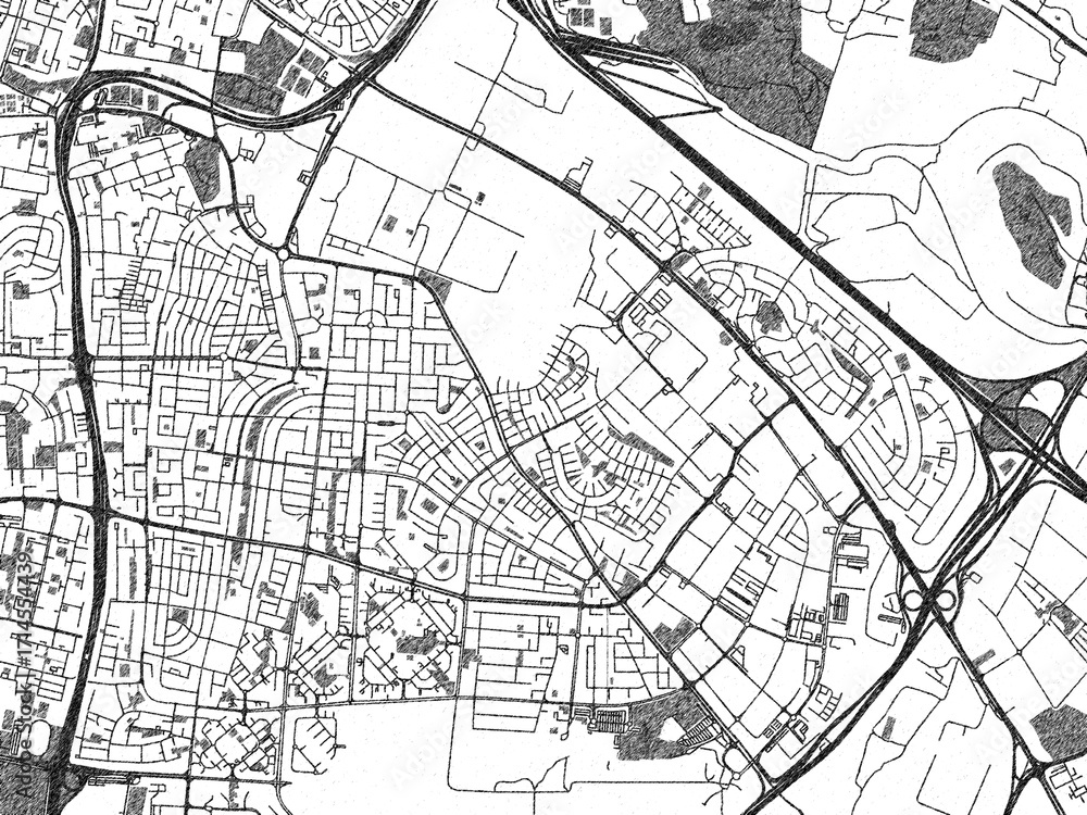 Obraz premium Artistic urban sketch of Holon, Israel, detailed in black and white map form.