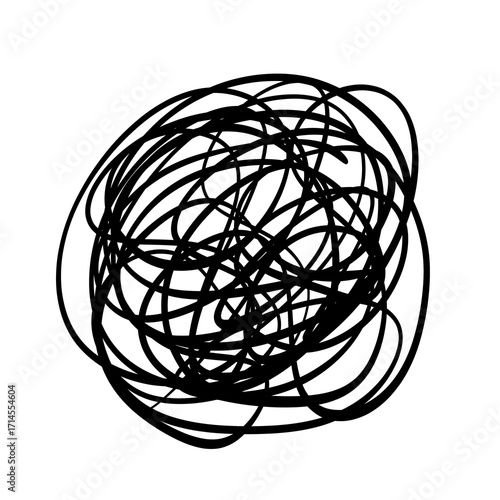 Chaotic Scribble Abstract tangled lines in a circular shape