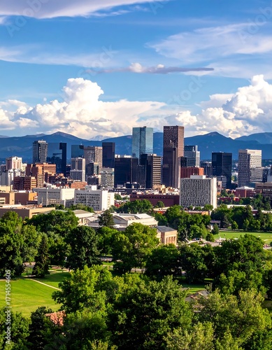 City skyline with parkland