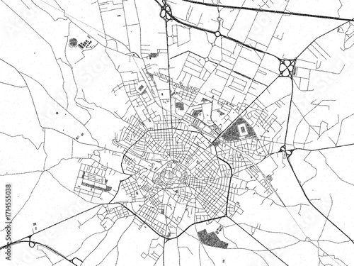 Canvastavla City map illustration of Andria, Italy, rendered in black and white sketch style