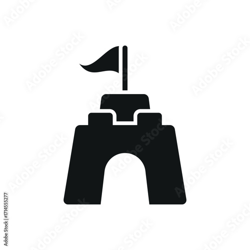 Sandcastle icon in glyph for summer, vacation, and seaside toy content.