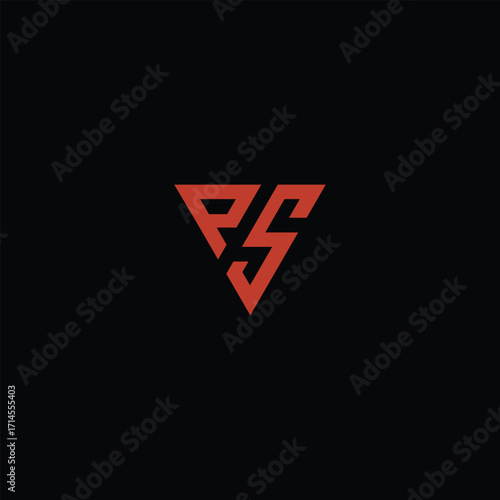 Minimalist P S chemistry flask logo design with a geometric triangle shape