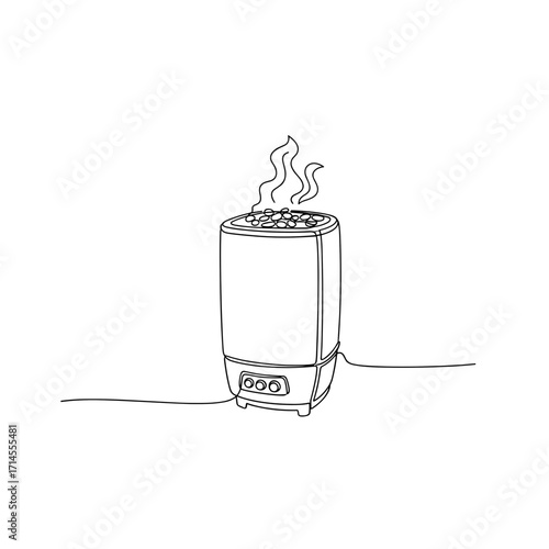 Electric sauna heater in minimalist one-line drawing style