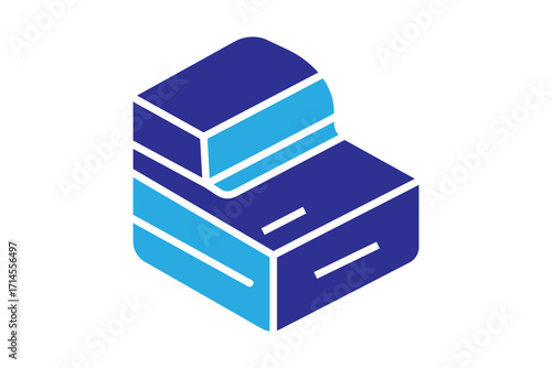 This is a minimalist, vector-style illustration of a two-drawer filing cabinet or a small chest of drawers. 