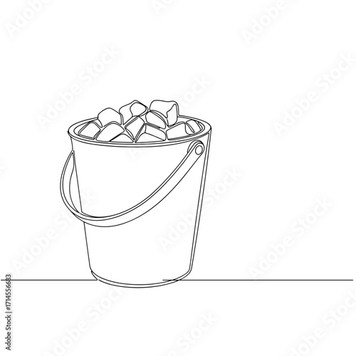 Ice bucket in minimalist one-line drawing style