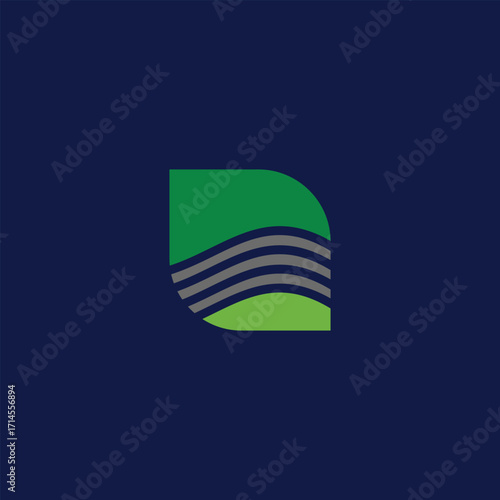 Landscape Graphic with Wavy Lines on a Dark Blue Backdrop