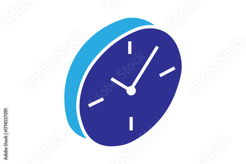 This is a minimalist, vector-style illustration of a clock. The design is simple and clean, showing a round clock face with hour and minute hands and four dash-like markers for the quarter hours