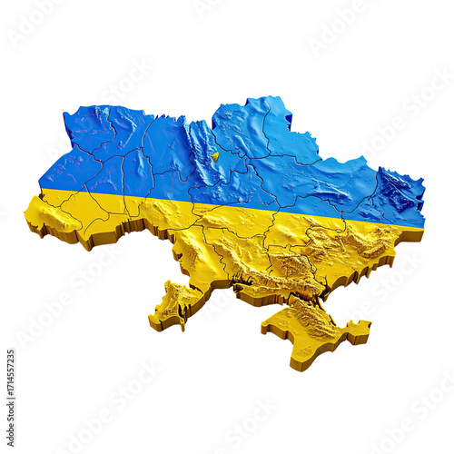 3D map of Ukraine with relief