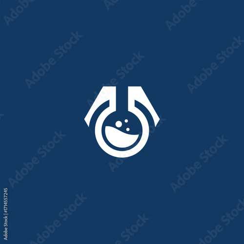 science laboratory flask logo design for research and development