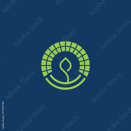 Circular grid with sprouting plant, representing global sustainable growth