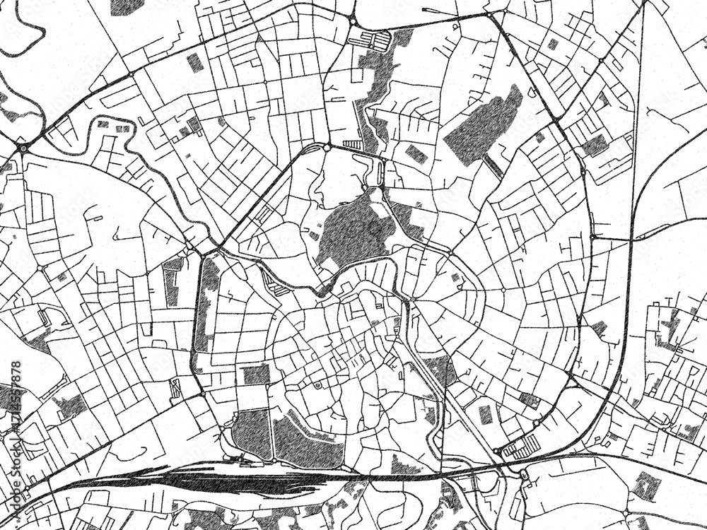 Naklejka premium Black and white map poster of Vicenza, Italy, illustrated in hand-drawn style.