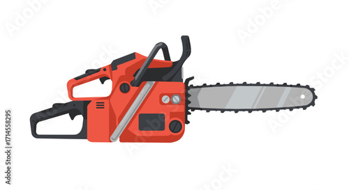 Modern chainsaw design in flat style for gardening and construction