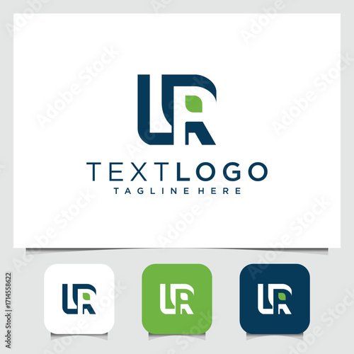 Elegant initial UR logo design with leaf element for modern brand identity