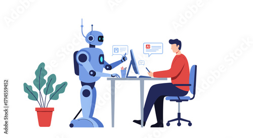Human collaboration with robot assistant in modern office environment