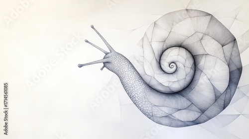 Abstract Snail Pixel Art Monochromatic Digital Illustration