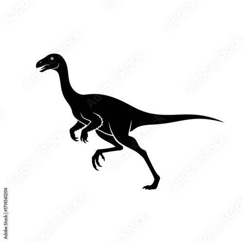 Silhouette of a theropod dinosaur in a running pose.