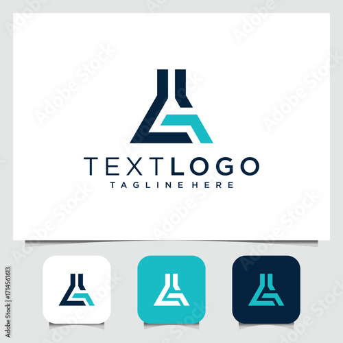 L monogram Business Logo Template, geometric shape and color scheme variations