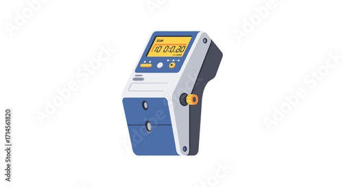 Modern gas meter device with digital display in 3d isometric style for energy…