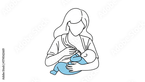 Minimalist line art vector illustration of a mother and child. Elegant, modern, and emotional design suitable for posters, wall art, logos, greeting cards, motherhood concepts, maternity themes