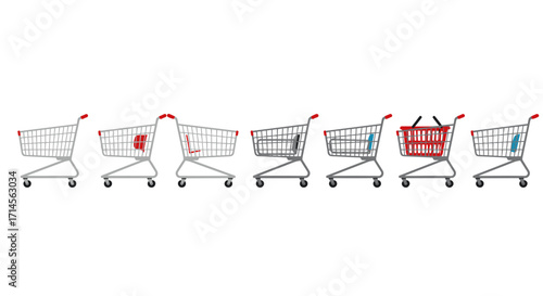 Progression of shopping carts from empty to full in sequence design