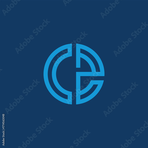 Symmetrical glyph in shades of blue, symbolizing connection and synergy