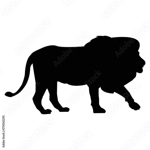 Very fierce and handsome black lion silhouette vector