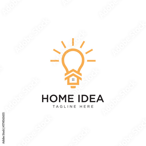 Lightbulb logo design with a house, representing home ideas and innovative solutions.