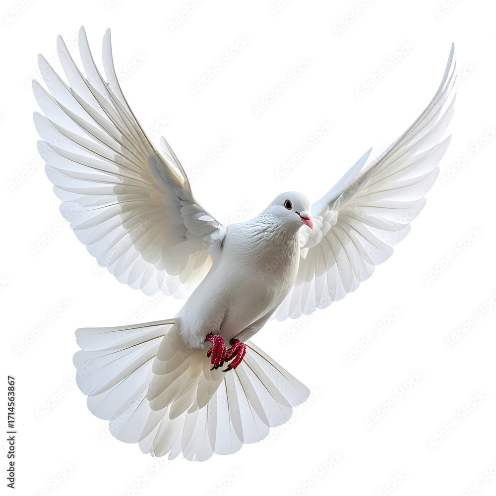 Fototapeta premium White dove in flight against black background (3)