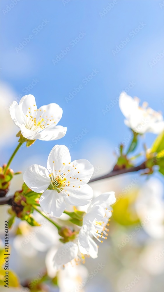Fototapeta premium Blossoming spring flowers against a clear sky