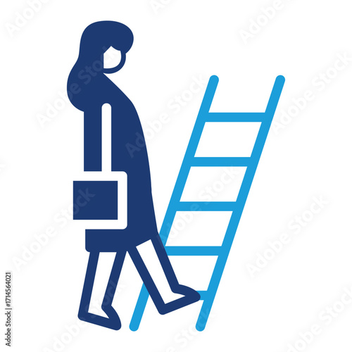 business woman walk on stair colored icon vector design good for web or mobile app