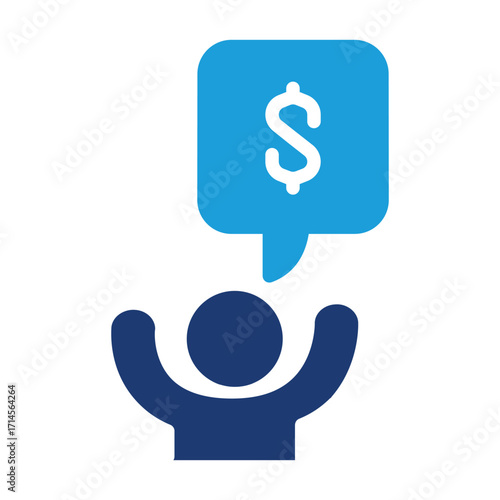 happy business man think about money colored icon vector design good for web or mobile app