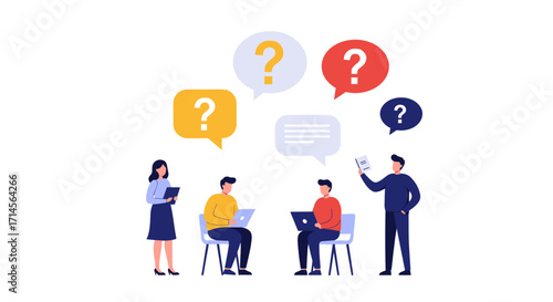 Team workshop with question and answer session in modern office setting