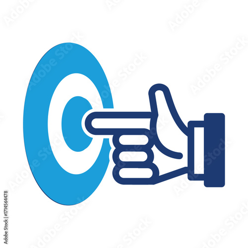 hand pointing on target goal colored icon vector design good for web or mobile app