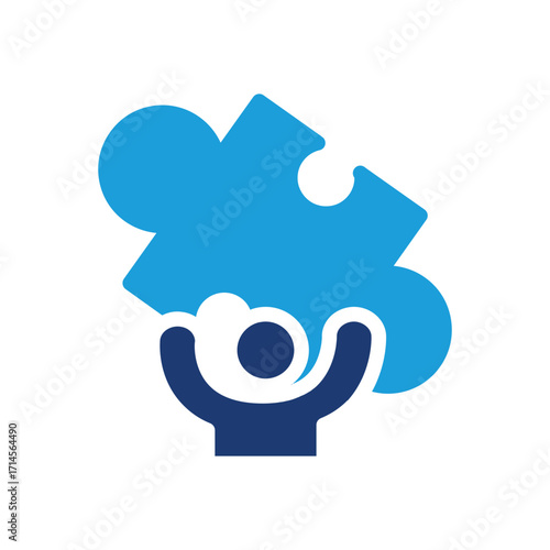 business man hold puzzle colored icon vector design good for web or mobile app