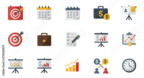 Business and finance icons set for presentation and planning