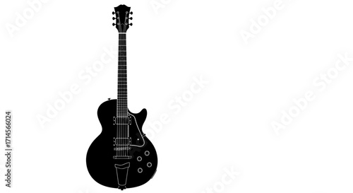 Silhouette electric guitar isolated on white background